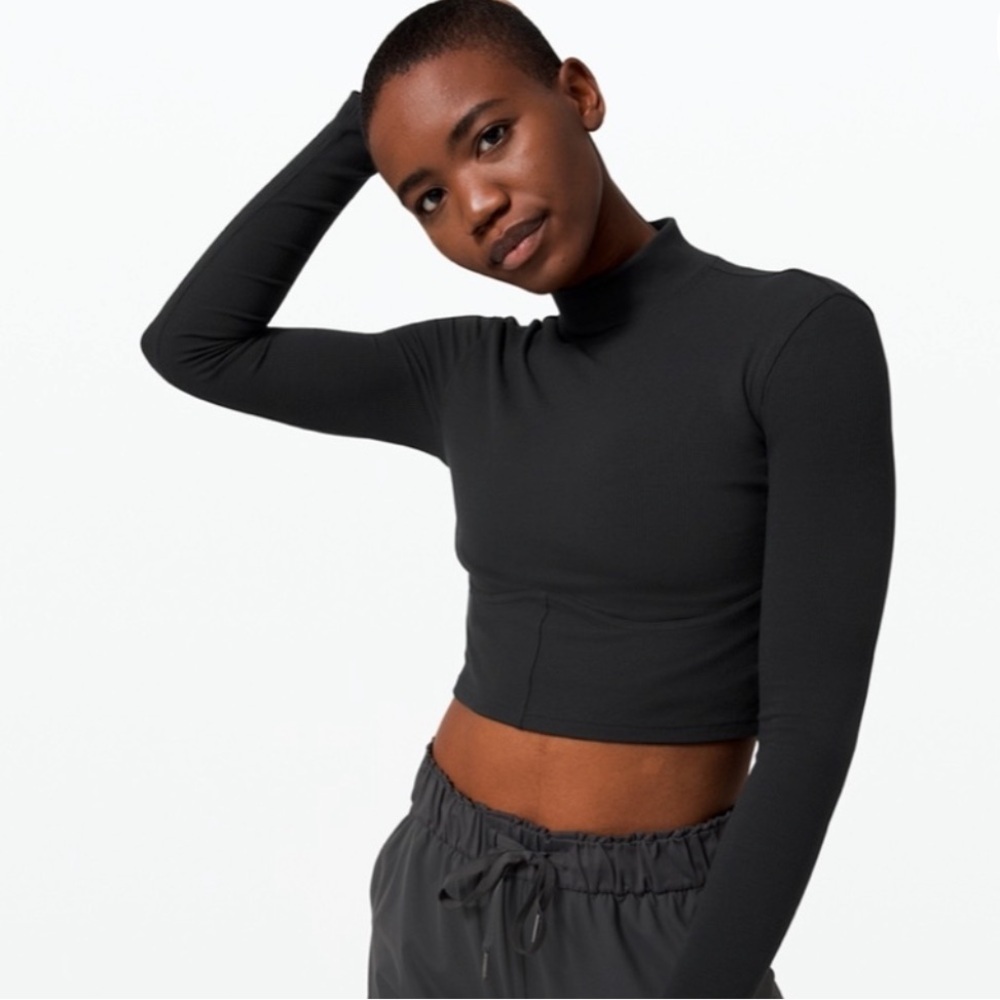 Lululemon Black Cropped Turtle Neck